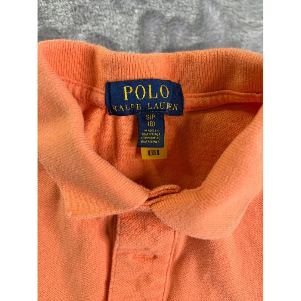 Polo Ralph Lauren Boys Size 8 Orange Paint Splatter Short Sleeve Shirt
